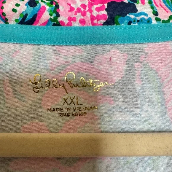 Lilly Pulitzer Turquoise Trim Floral Tunic - Pink, Navy & Teal - Picture 3 of 5